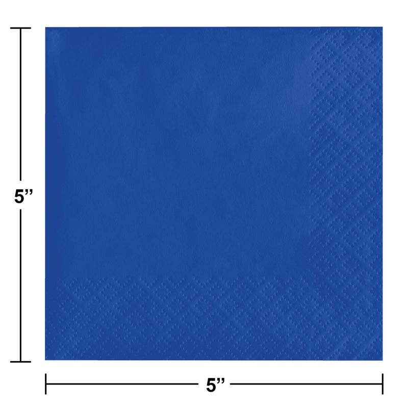 Creative Converting 50 Count Touch of Color Beverage Napkins, 3-Ply, Cobalt - Image 3
